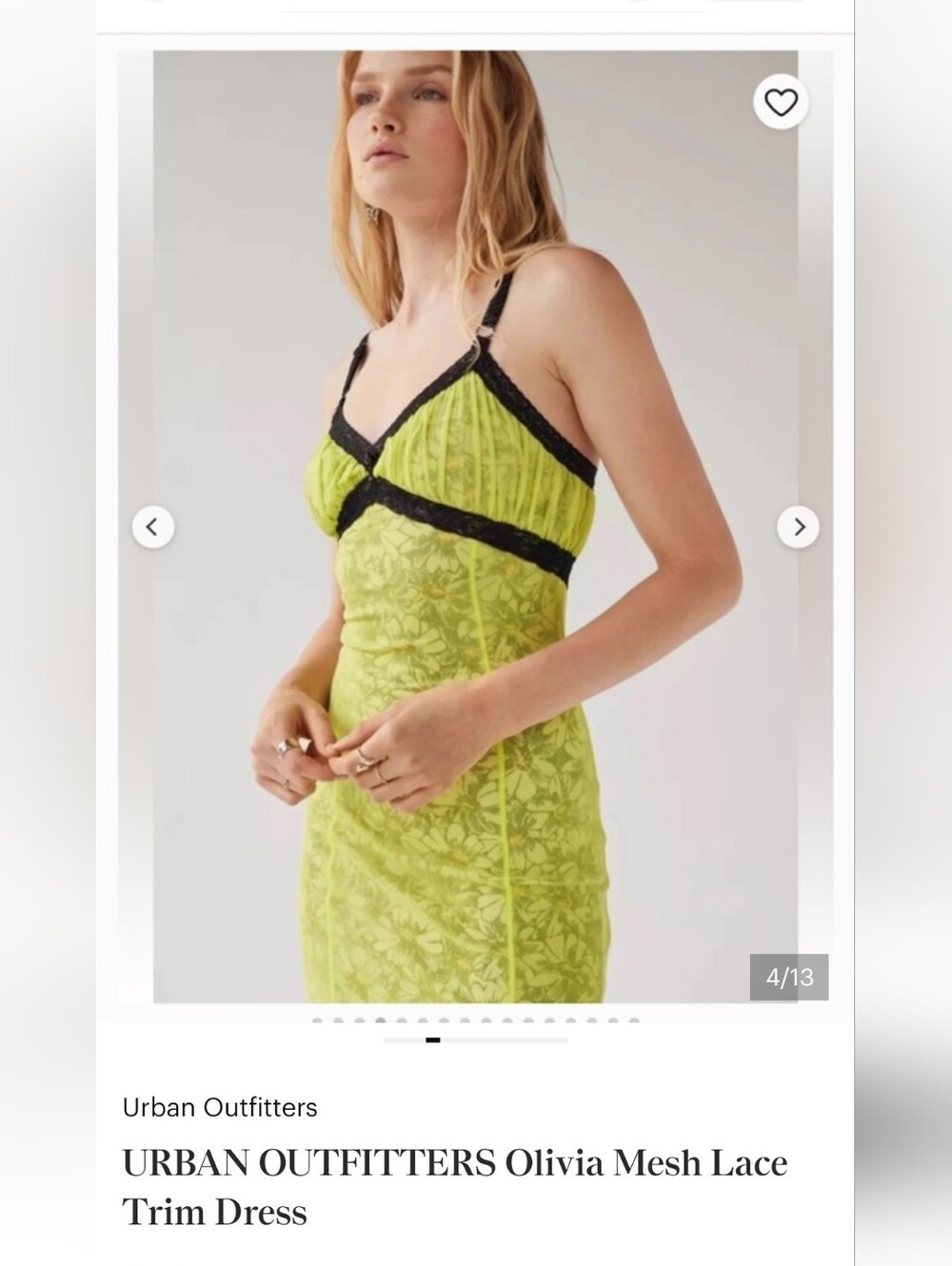 Urban Outfitters Olivia Mesh Lace Trim Dress Size XS TP